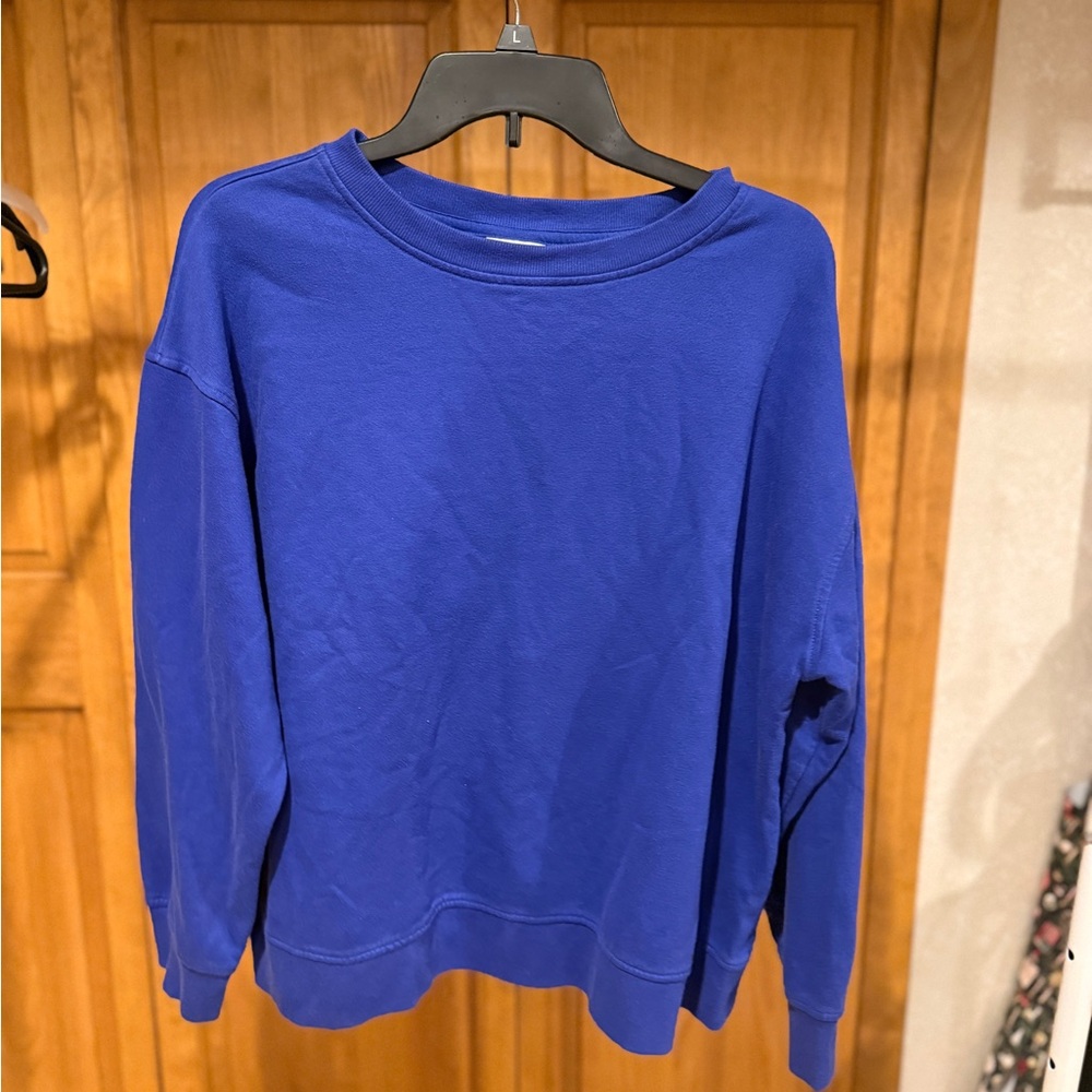 Ava & Viv Blue Crewneck Sweatshirt Pullover Plus Size X Long Sleeve Cozy